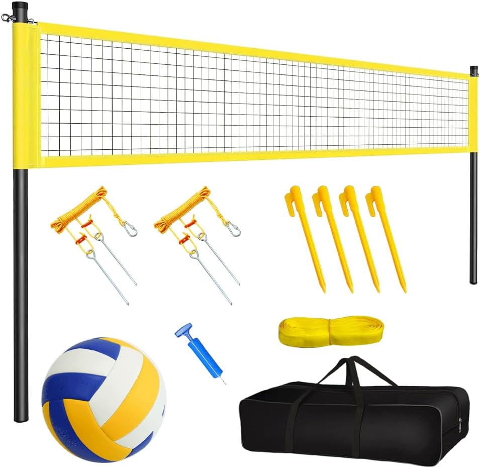 Portable Volleyball Net Set Outdoor Portable Volleyball Net System for Beach Backyard, Kids Adults Volleyball Net Set with Adjustable Height Poles, All in One Carry Bag image number 1