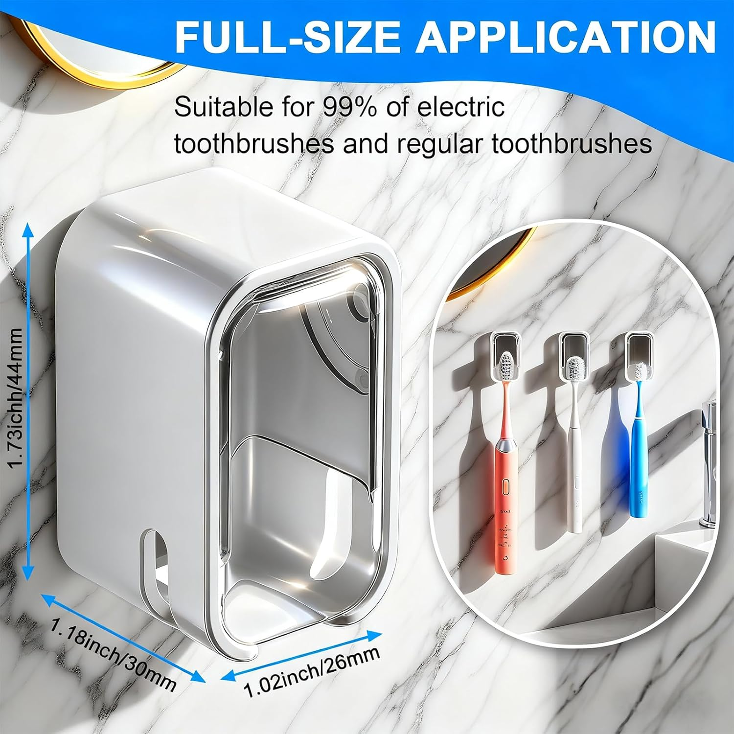 Toothbrush Holders for Bathroom - 3 Pack, Single Slot Space-Saving Design, Wall Mounted with Cover for Shower, Single Tooth Brush Holder Dispenser Storage Organizer for Family & Travel image number 2