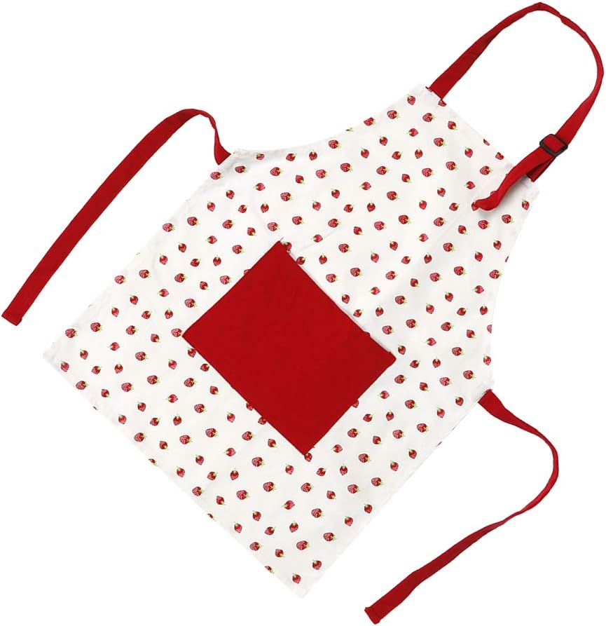 Cotton Pinafore, Cooking Apron Strawberry Pattern Breathable Reasonable Size with Big Pocket for Dinning Room for Kitchen image number 1
