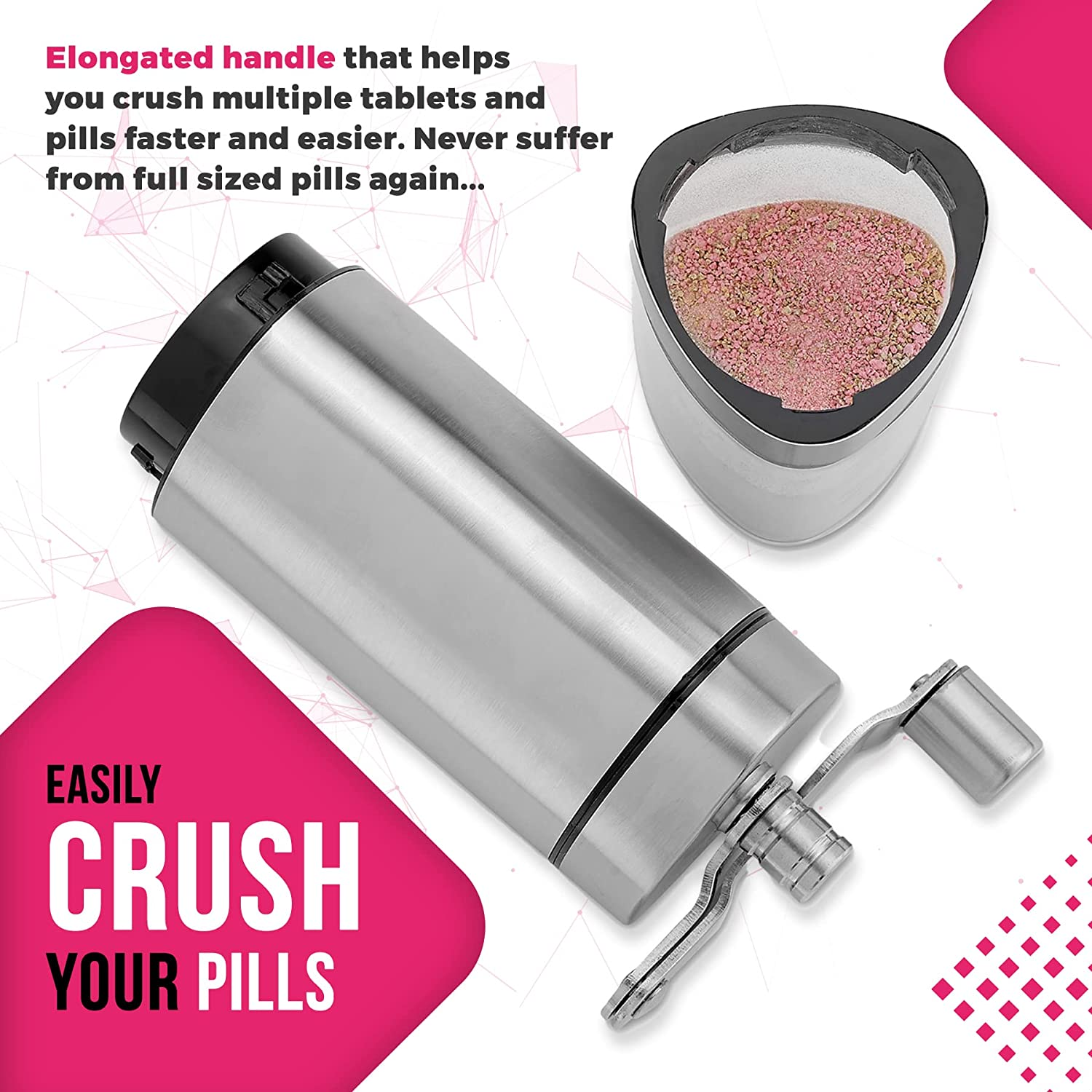 Pill Grinder - Pro Manual Pill Mill Crusher and Cutter Crush, Grind and Pulverize Multiple Pills and Tablets to Fine Powder Use for Seniors, Feeding Tubes, Kids or Dogs, Cats, & Pets image number 5