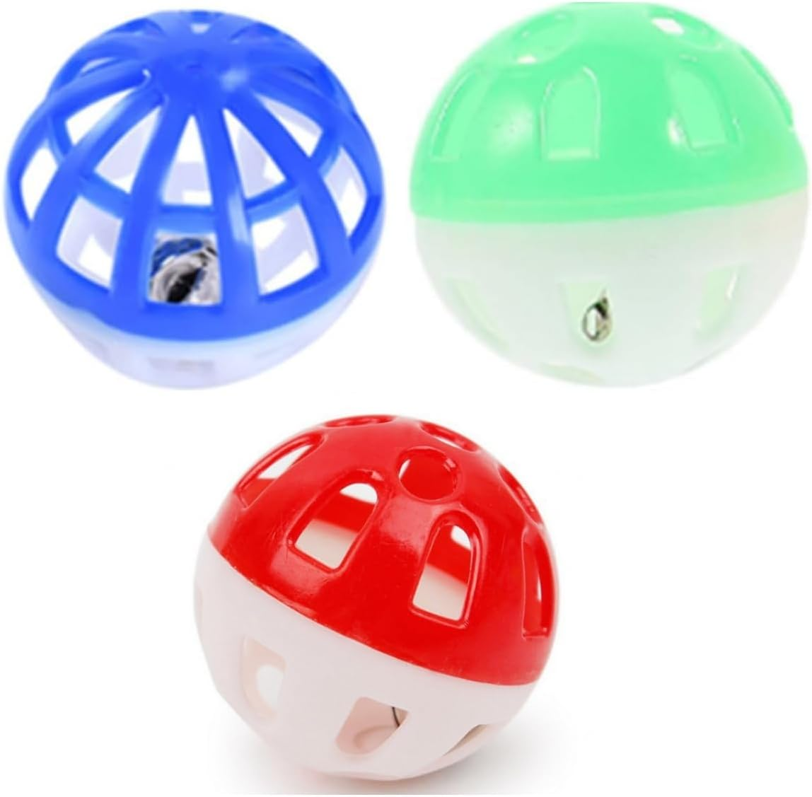 12PCS Cat Toy Ball with Bell,Plastic Kitten Chase Toys Jingle Bell Ball for Cat Indoor Training,Rattle Ball Toys Random Color image number 4