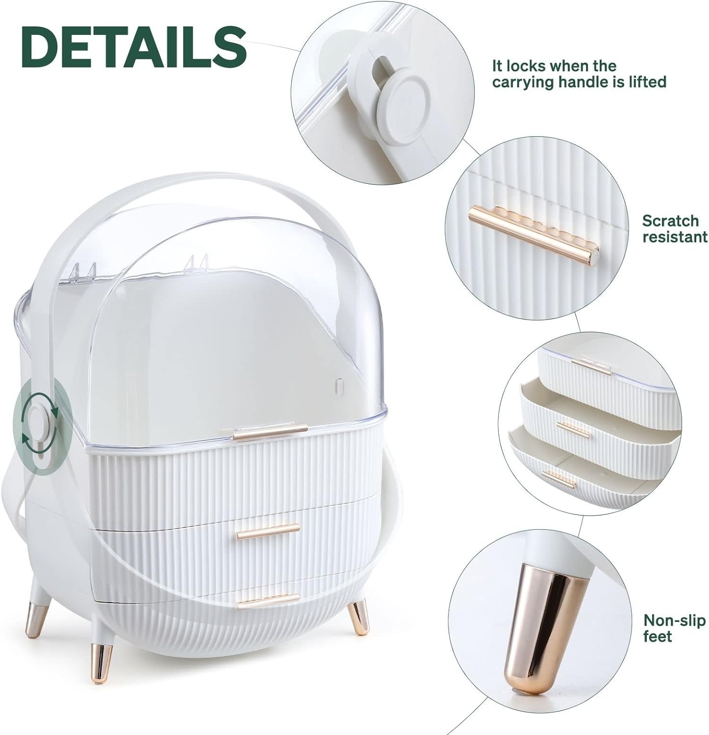 Maxkon Makeup Organizer Holder, Portable Jewellery Box Stand with Brush Holder Organiser for Cosmetic Lipstick Skincare Display image number 4