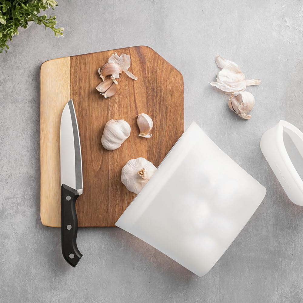 3Pcs Silicone Food Storage Bags, Sandwich Snack Bags New Generation Stand up Zip Container for Soup and Leftovers, Plastice & BPA Free, Microwave Oven Safe 3 Pack (51Oz, 34Oz, 17Oz)，White