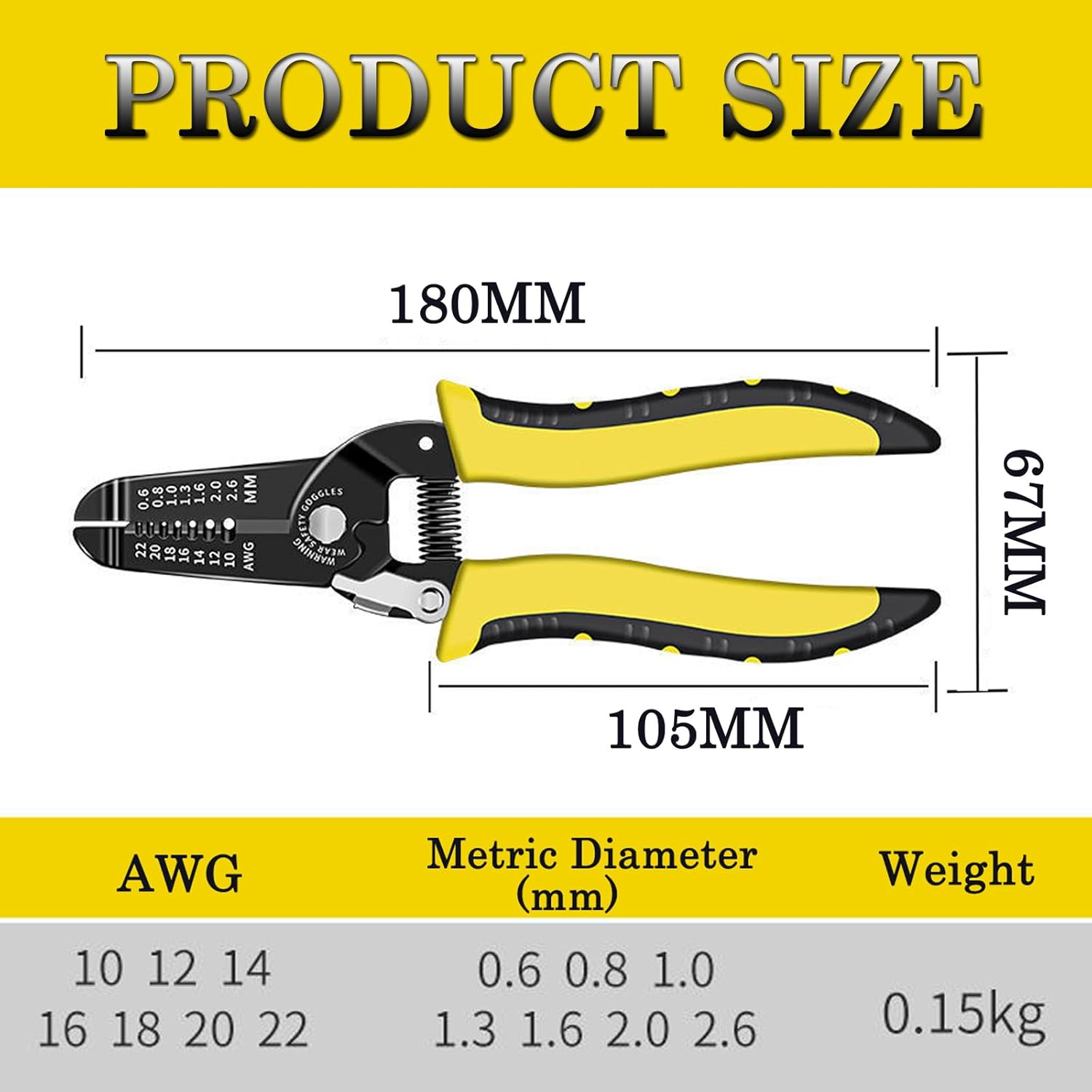 7-Inch 10-22 AWG Wire Stripper/Wire Crimping Tool, Wire Cutter, Wire Crimper, Cable Stripper, Wiring Tools and Multi-Function Hand Tool