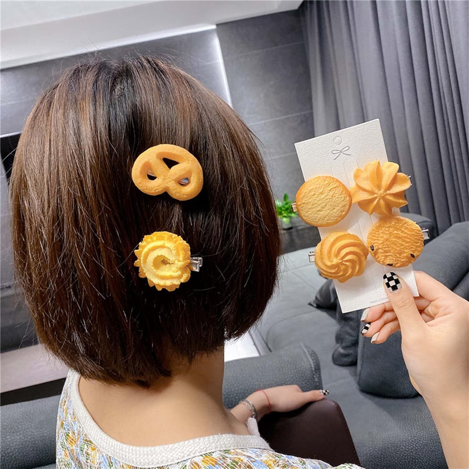 Inateannal 7Pack Side Hair Clips for Styling Salon Simulation Cookies Pattern Fun Hair Barrettes Cartoon Hairpins Hair Accessories for Women Girls image number 1