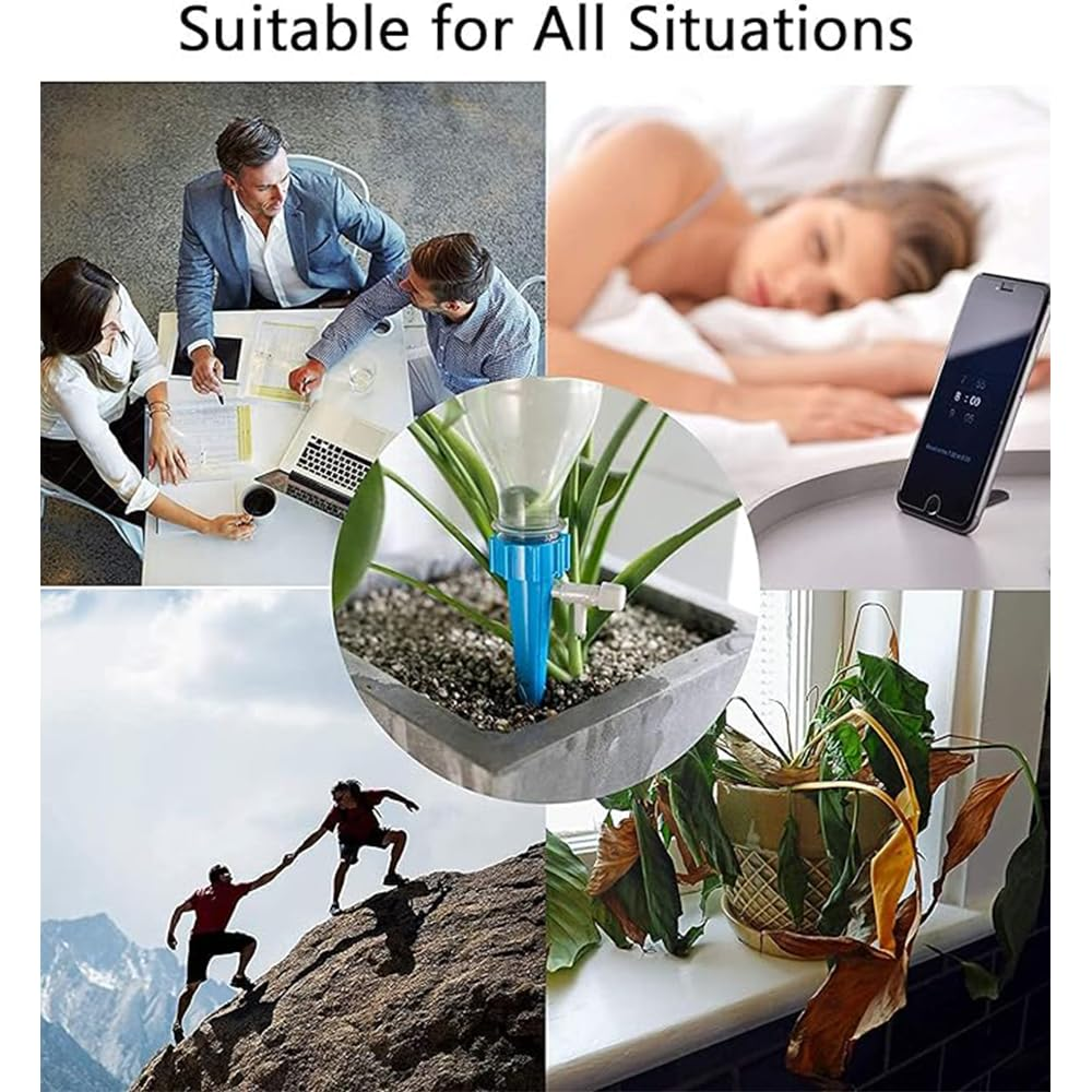 12 PCS Self Plant Watering Spikes,Adjustable Self Watering System, Automatic Drip Irrigation System with Slow Release Control Valve Switch - for Flowers or Vegetables Indoor & Outdoor image number 1