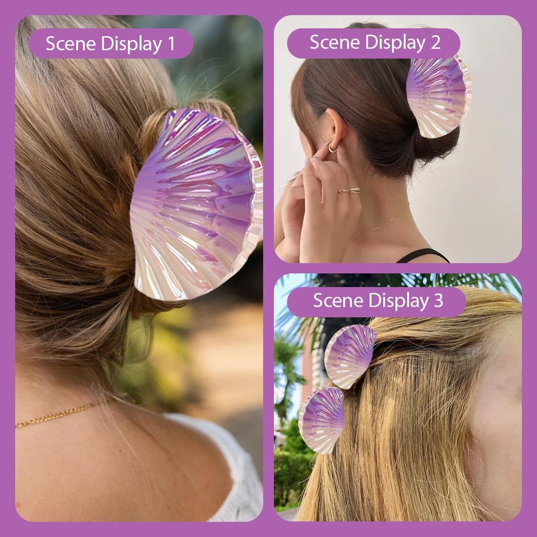 GXGM Gradient Color Hollow Out Shell Hair Clips for Women and Girls 3Pcs (A) image number 1