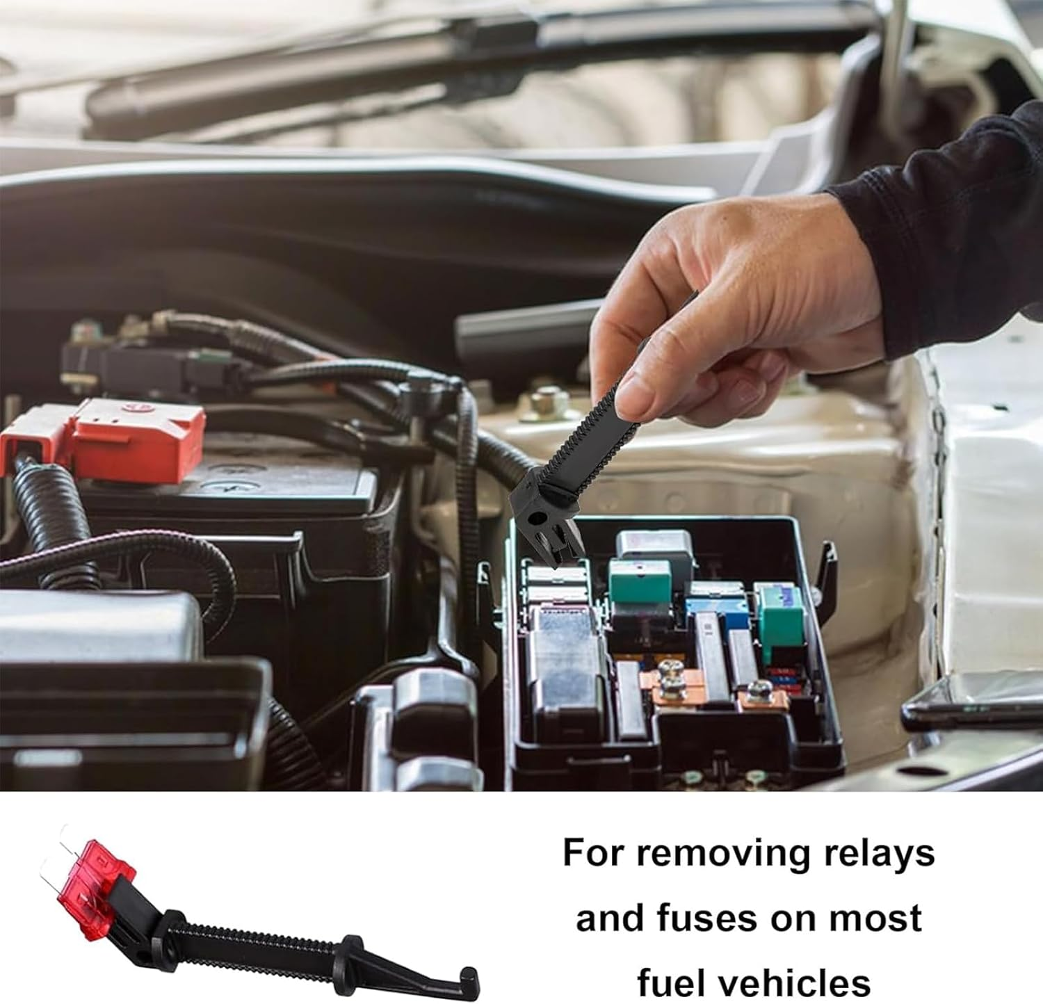 Qioon 8 PCS Blade Glass Fuse Insertion Puller Set, Plastic Automotive Fuse Extractor and Replacement Tool for Car, Motorcycle, and Truck, 4 Sizes