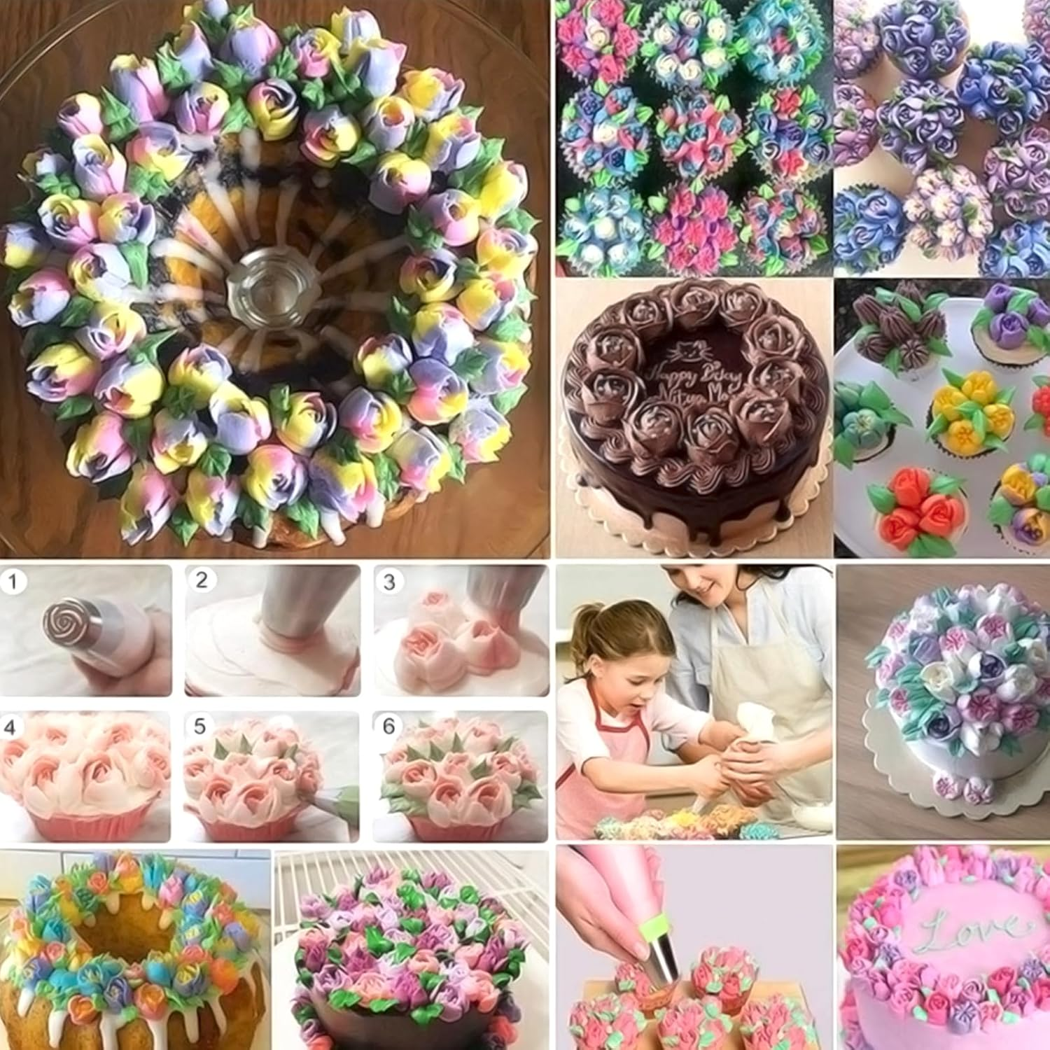 BSITSSS Icing Nozzle Set, 13 Pieces Icing Bags with Nozzles, Flower Nozzles Adapter, Silicone Piping Bag for Cupcake Decoration Cakes image number 4