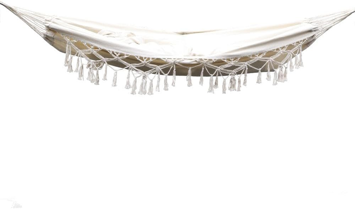 Gardeon Hammock, 2 Person Bed Portable Camping Swing Hanging Chairs Hammocks Patio Backyard Porch Outdoor Indoor Furniture, 150Kg Capacity Handcrafted Tassels Beige image number 2