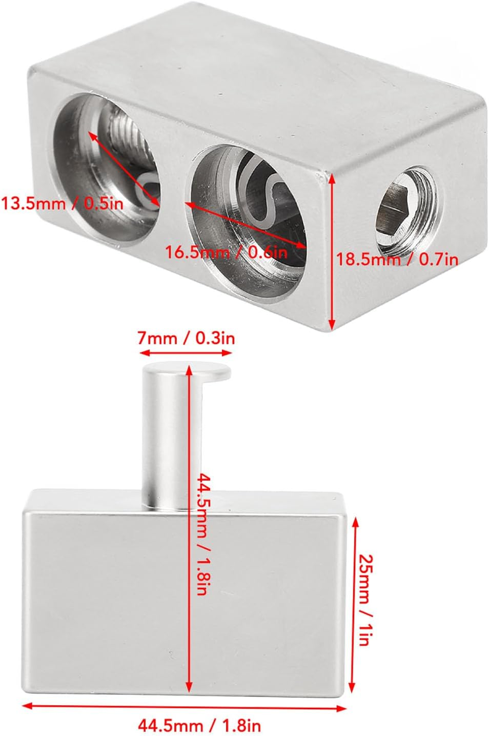 Shenruifa 2Pcs Car Audio Amp Input Reducers Dual 1/0 Gauge to 1/0 Gauge Wire Reducer Power and Ground Input Adapter for Car Audio Universal