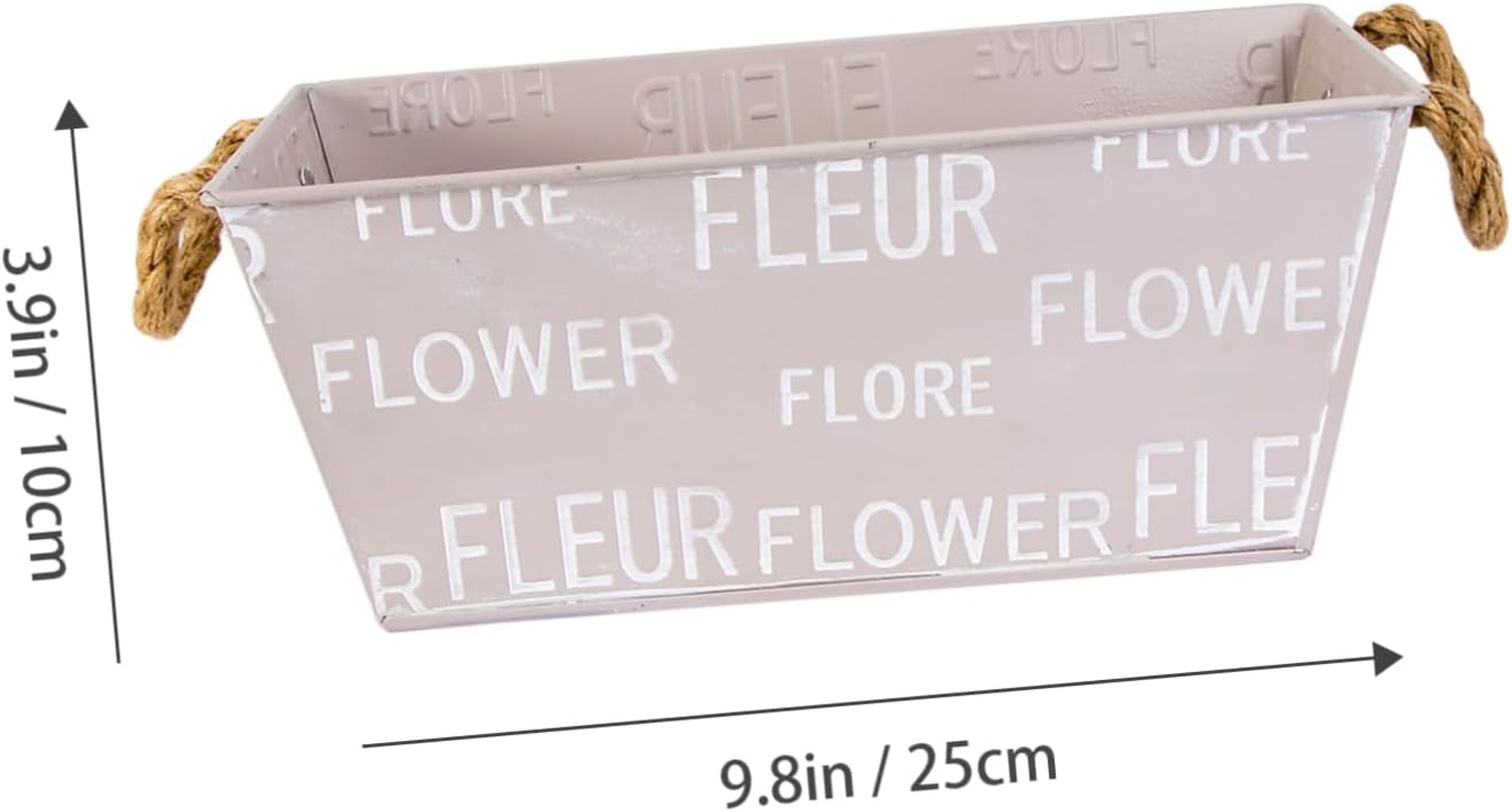 Kisangel 3Pcs Iron Flowerpot Creative Flowerpot for Gardening Plant Container Unique Design for Indoor Plants Oblong Shape for Succulent Decor Random Color image number 5