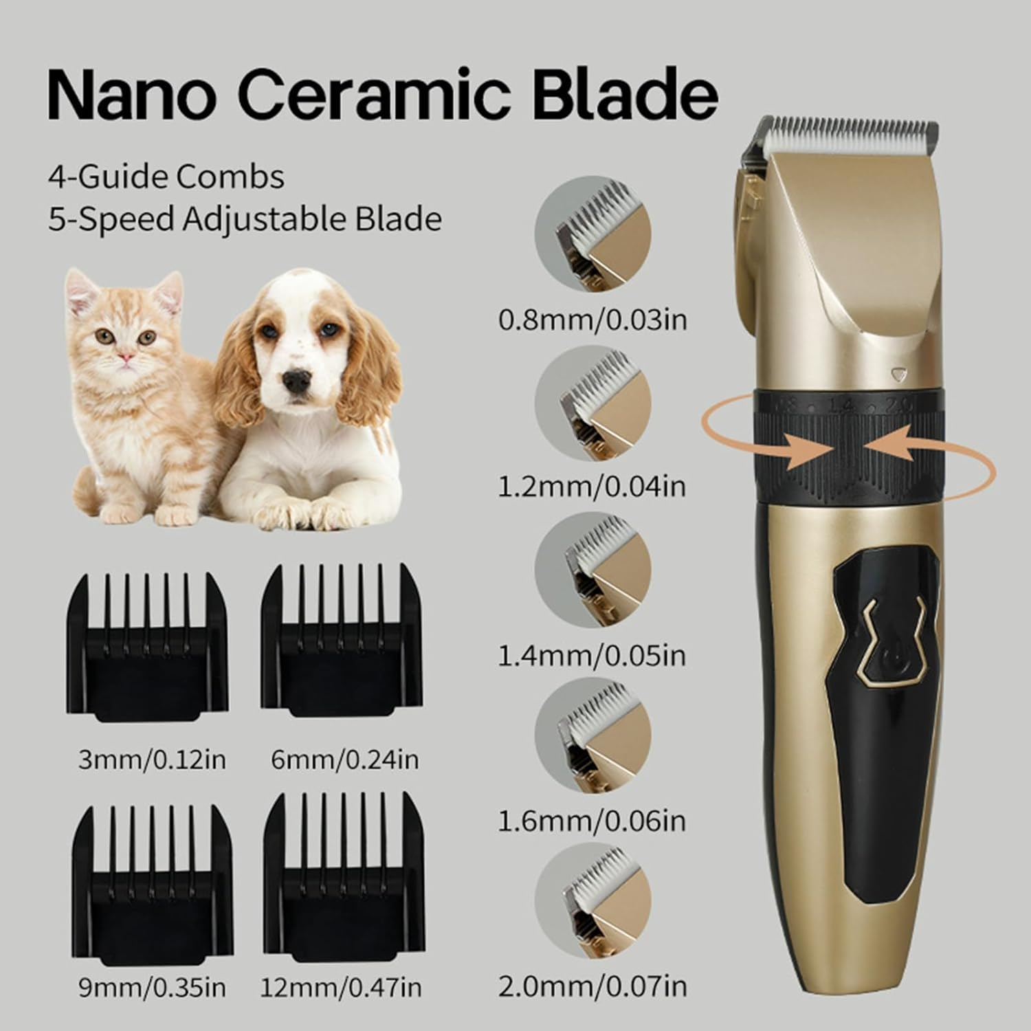 Pet Hair Clippers | Dog Shaver,Electric Quiet Cordless Grooming Kit Low Noise Trimmer Supplies for Cats Puppies Home Bath Time Ears Paws Face image number 3