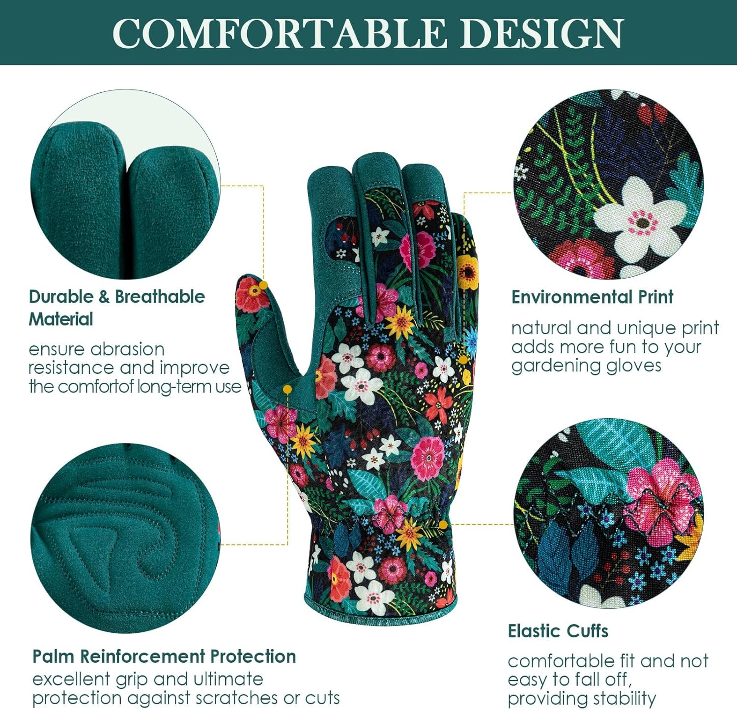 Gardening Gloves for Women, Breathable Leather Garden Gloves with Grip, Thorn-Proof Puncture-Resistant Work Gloves image number 2