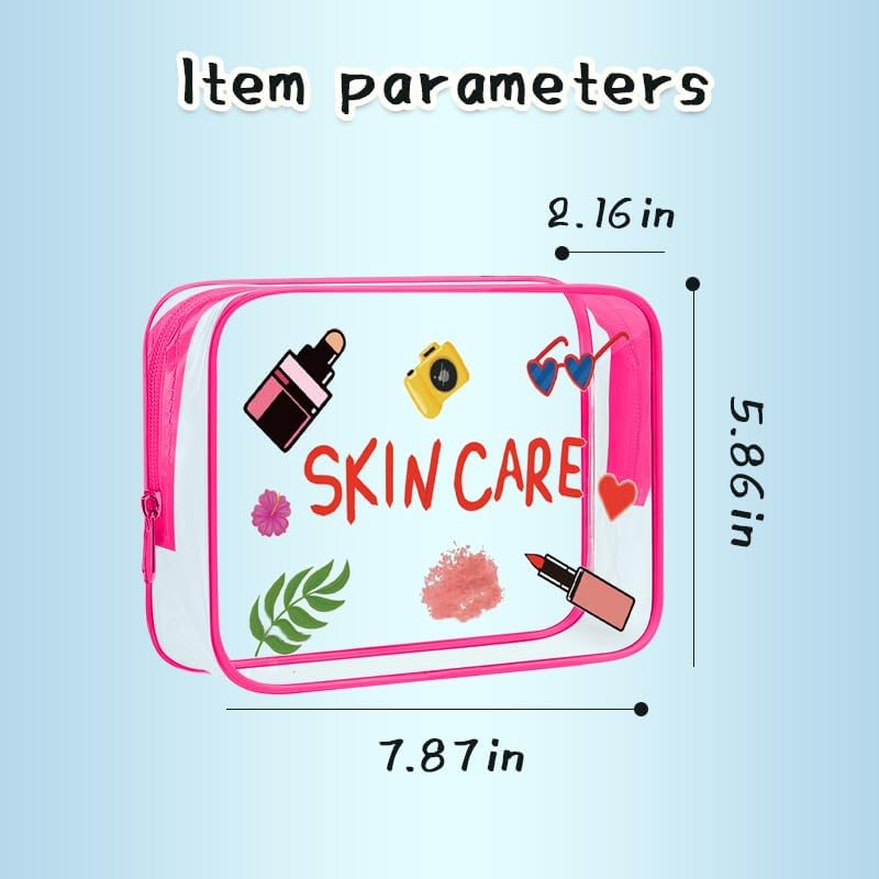 Clear Skincare Toiletry Bag for Women Girls Clear Travel Makeup Organizer for Girlfriend Christmas Birthday Gifts for Friend Bestie Waterproof Skin Care Cosmetic Pouch Beauty Enthusiasts Gift image number 5