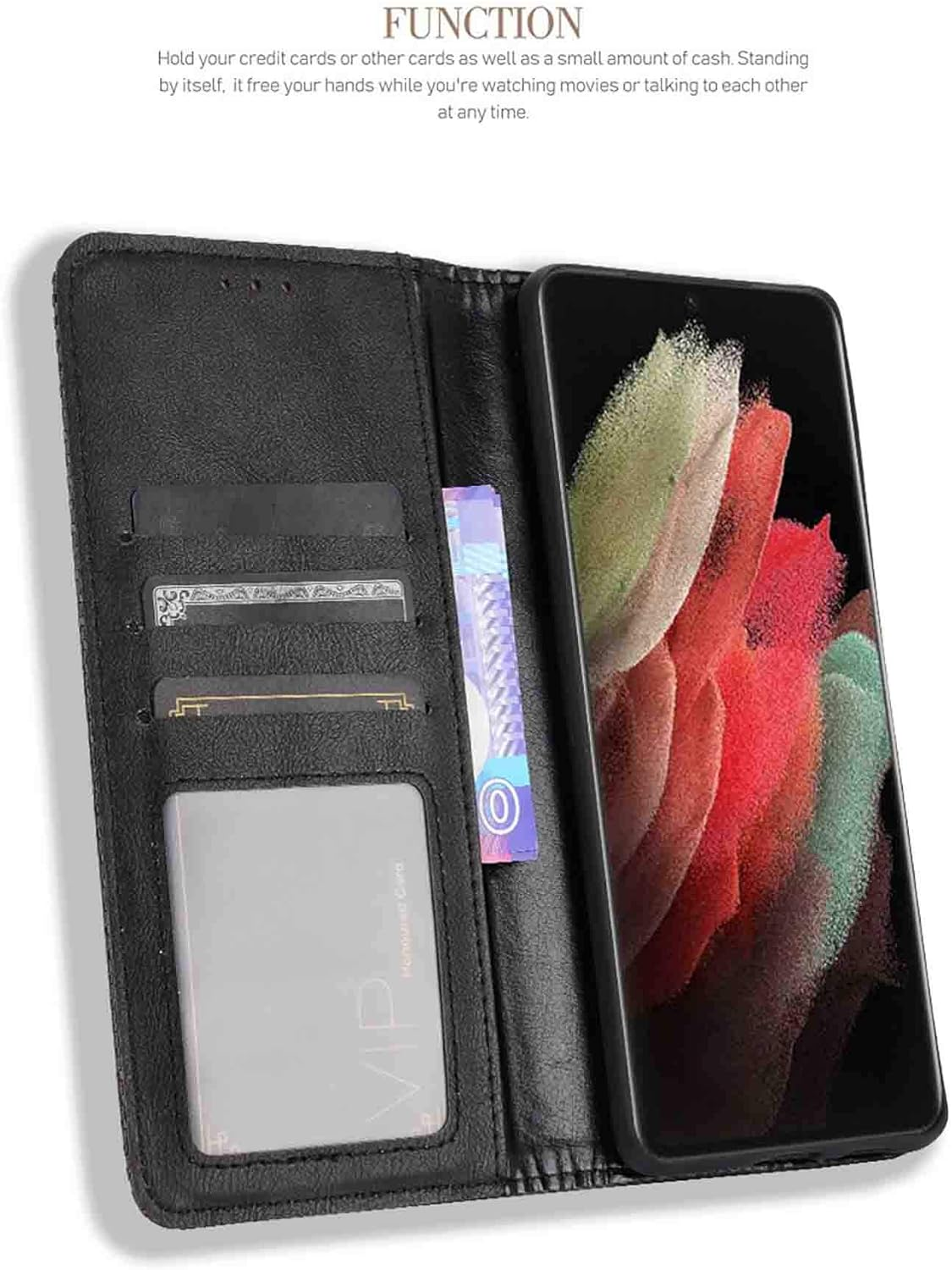 GOKEN Case for Motorola Moto G86 Power - Premium Synthetic Leather Wallet, Silicone Interior, Magnetic Flip with Card Holder, Foldable Kickstand, Full Protection -Black