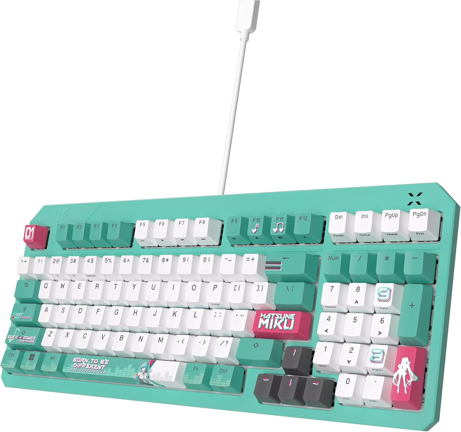 ASUS TUF Gaming K3 Gen II Hatsune Miku Edition Keyboard with Compact 97-Key Layout, Optical-Mechanical RGB Switches, Silicone-Gasket Mount, Dampening Foam, IP57 Waterproofing, a Detachable Top Plate image number 3