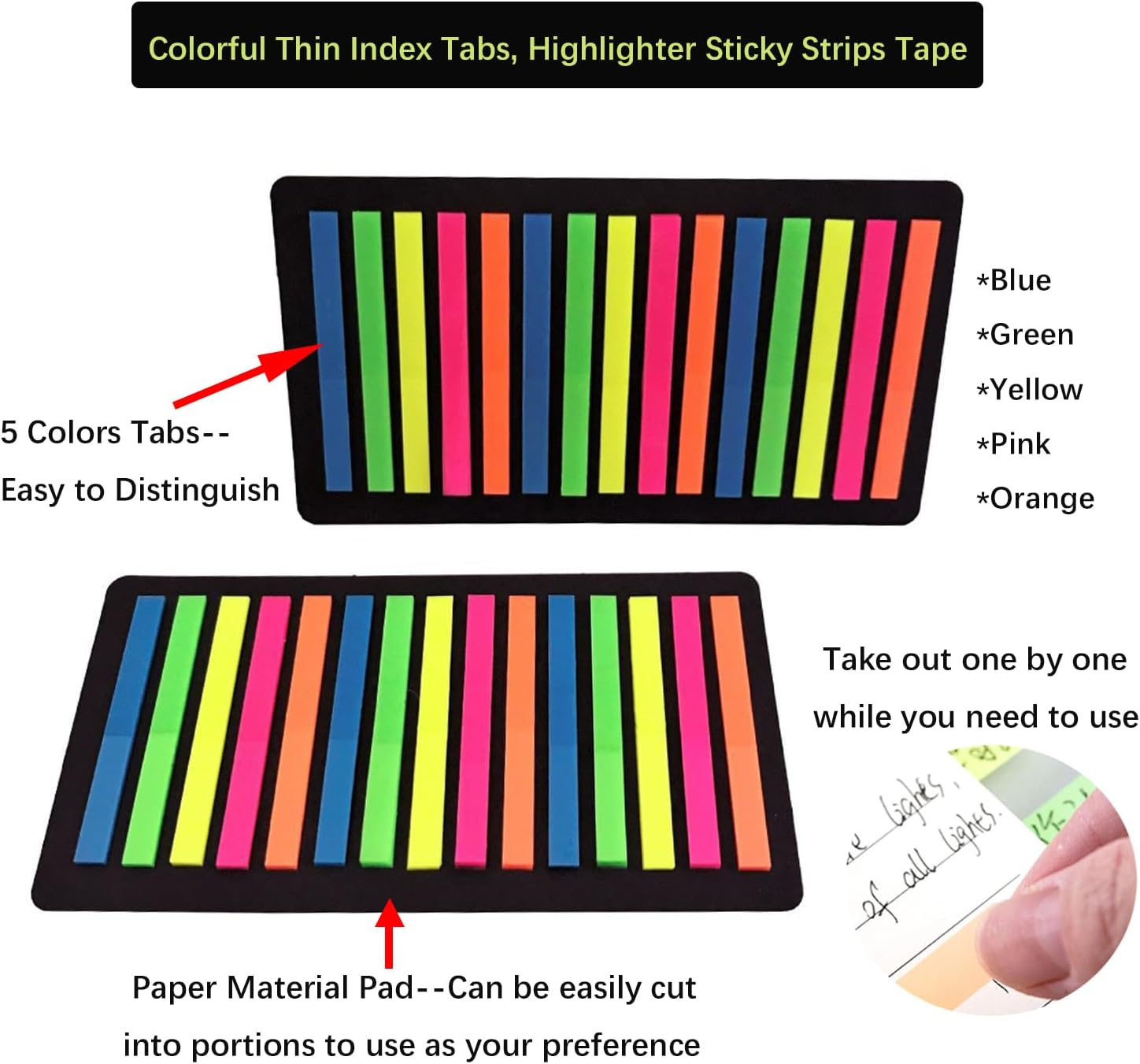 Transparent Sticky Tabs, Thin Index Highlighter Strips Tape, Annotation Page Markers, Scores-Marks, Book Marking Sticker for Office School Supplies (10 Pads X 300Pcs) image number 2