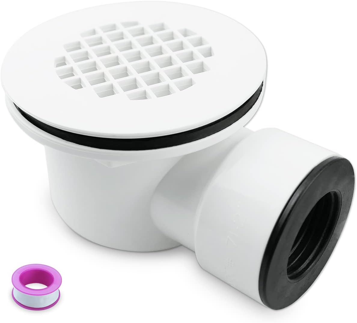 Low Profile Shower Base Drain,1.5" Side Outlet Drain Assembly with Perforated Strainer, PVC Outlet Shower Drain for Replacement Shower Base Drain image number 1