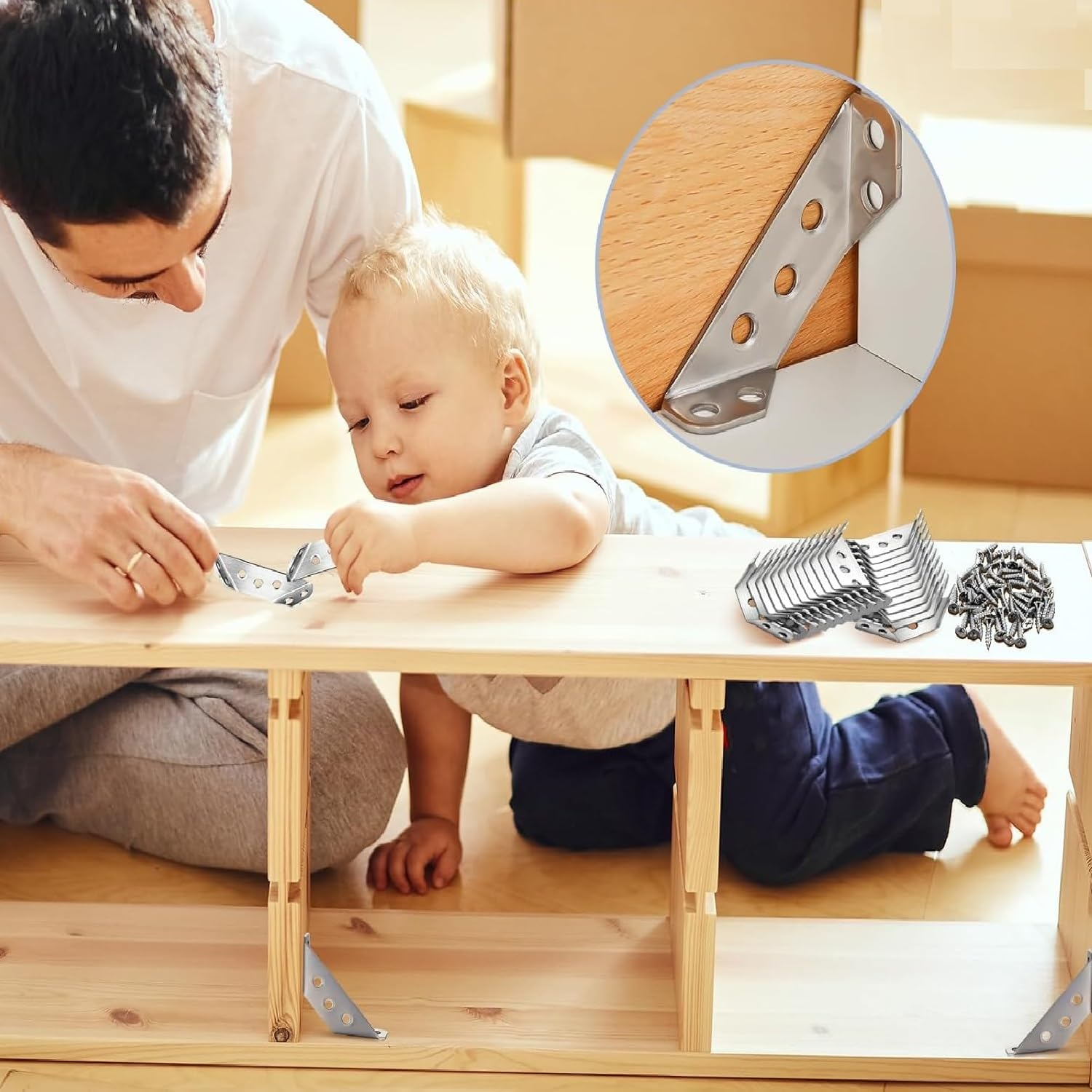 30 Pack Universal Stainless Steel Furniture Corner Connector, Stainless Steel Angle Corner Brackets, Trapeziform Corner Brace Support Bracket Fastener (Silver) image number 6