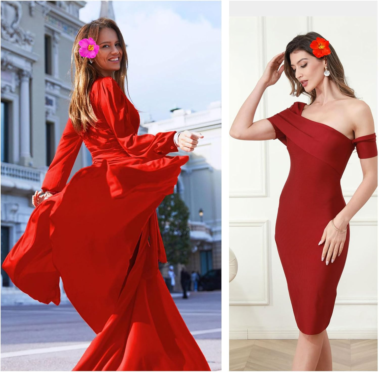 FUIPVGI Pack of 9 Flower Hair Clips, Hawaiian Flower Hair Clips, Flower Hair Clips Girls, Plumeria Hibiscus Hair Clip, Bohemian Tropical Flower Hairpin for Wedding, Holiday, Beach Party image number 4