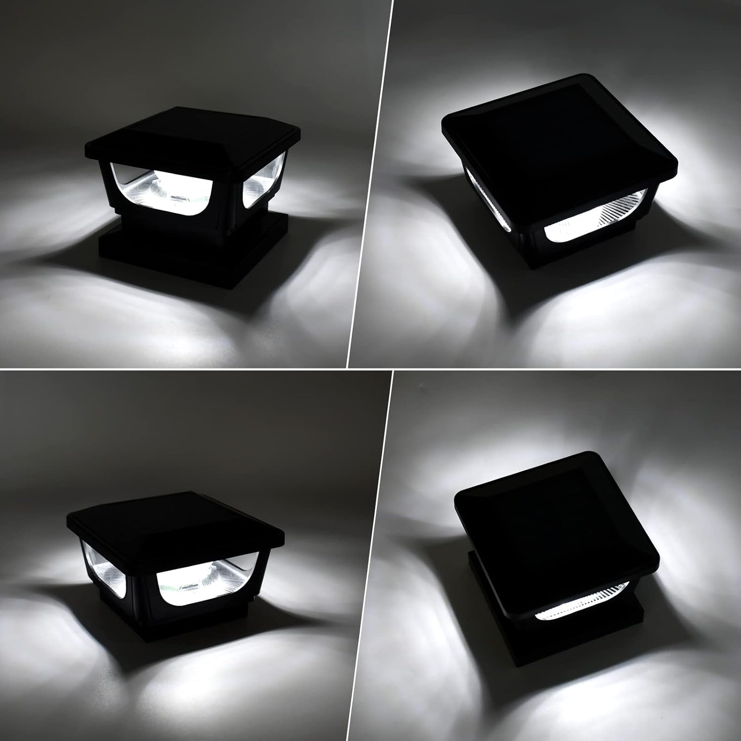 Solar Post Lights,Fence Post Lights IP65 Waterproof Fence Lights Outdoor Garden,Cap for 3X3 3.5&times;3.5 4X4 Inch Patio Fence Post Deck Wooden Posts-4 Pack image number 4