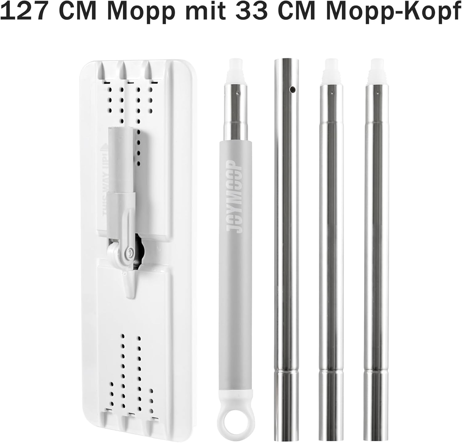 JOYMOOP Flat Mops, Microfiber Mop for Floor Cleaning and Wall Cleaner, 50" Mop Handle with Flexible 13" Flat Head with a Microfiber Mop Pad - White image number 6