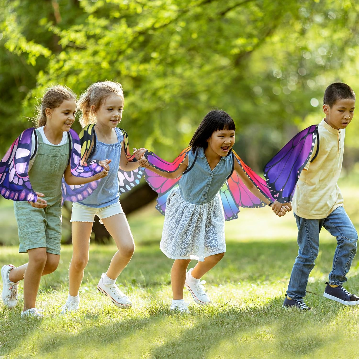 Halloween Girls Butterfly-Wings-Costume Bulk for Kids 4Pcs Butterfly Toys for Toddler Dress up for Play image number 5