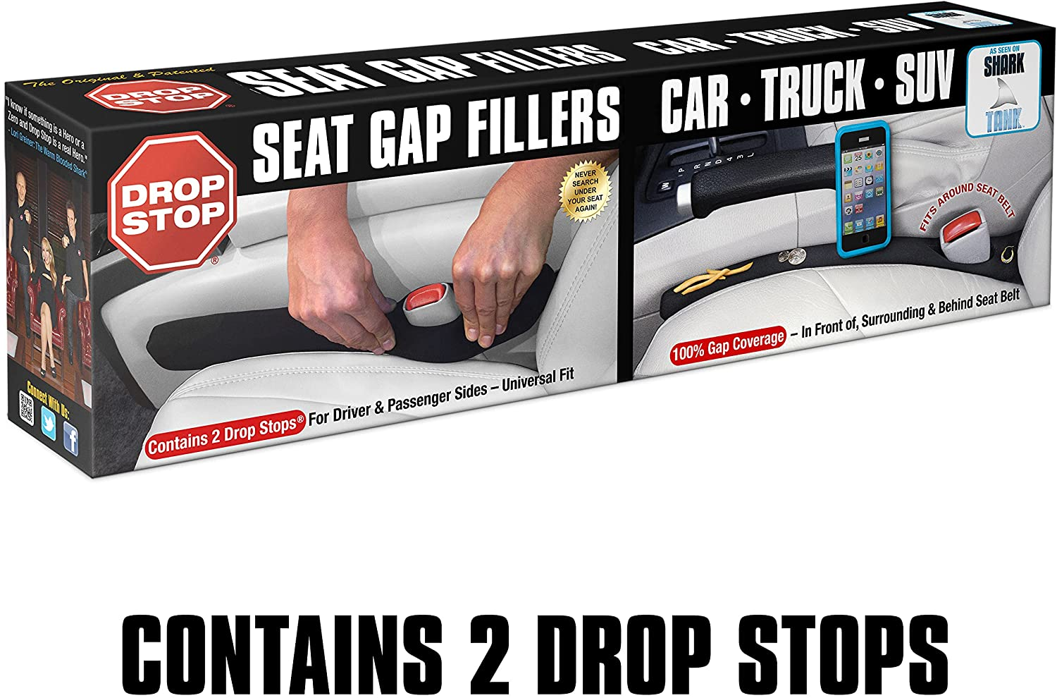 Drop Stop - the Original Patented Car Seat Gap Filler (As Seen on Shark Tank) - between Seats Console Organizer, Set of 2 and Slide Free Pad and Light image number 3