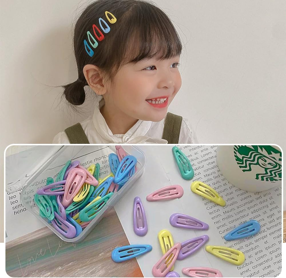 50 Pcs Snap Hair Clips, 1.2 Inch Metal Mini Barrette Hair Clips, Candy Color, for Hair Accessories, or Head Decorations image number 6