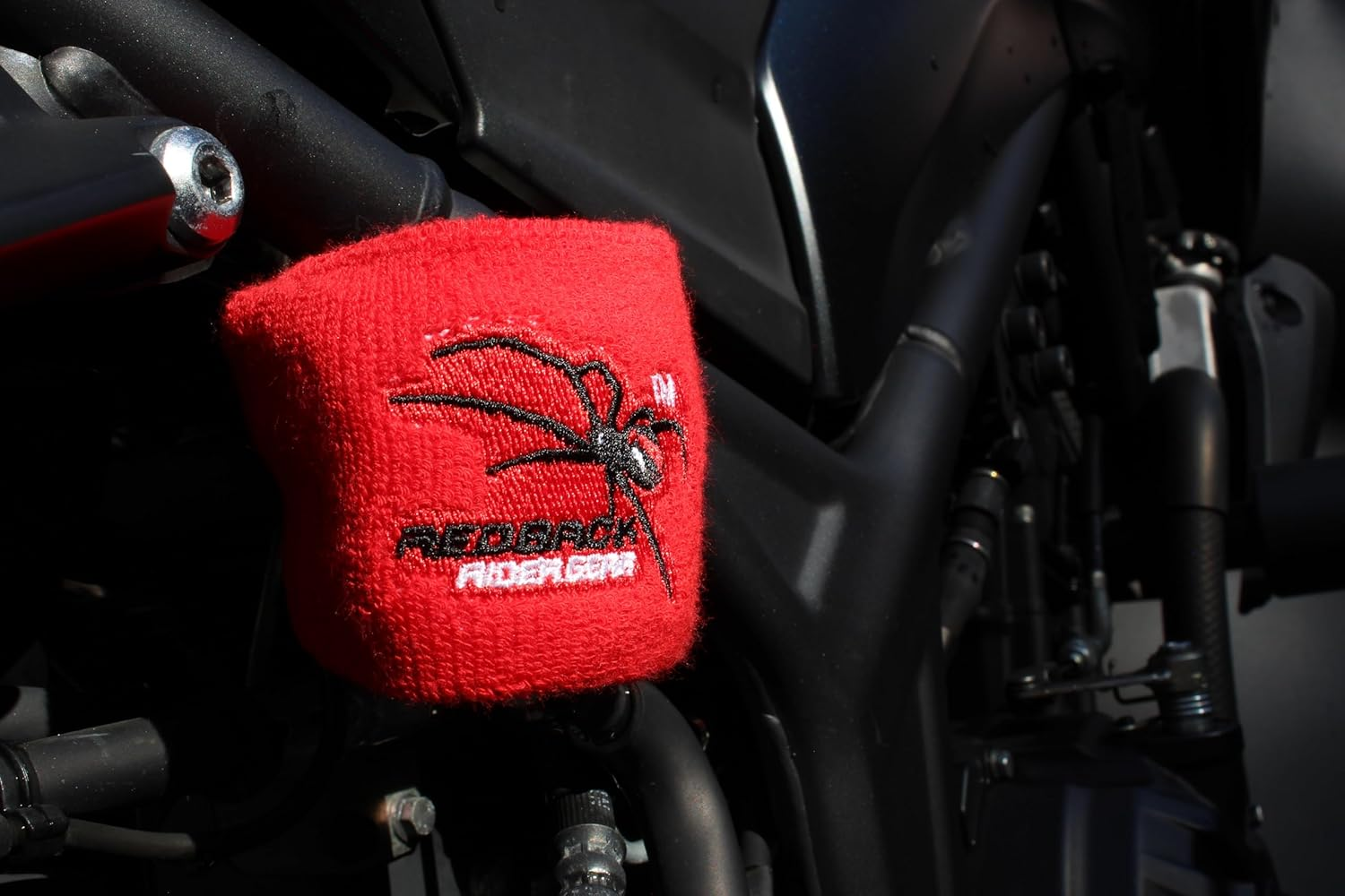 Motorcycle Brake Reservoir Cover Sock &ndash; Universal Fit for Most Motorbikes &ndash; 100% Terry Cloth Absorbs Spills, Protects Reservoir from UV Rays & Damage | Redback Rider Gear image number 1