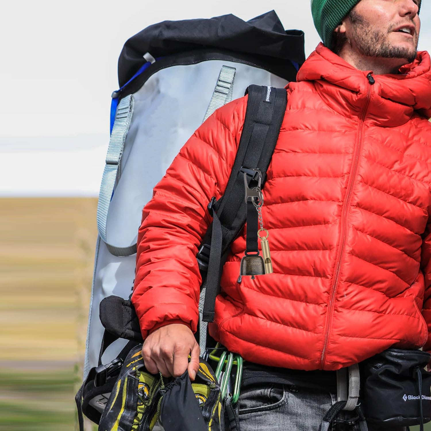 2 Pair Bear Bell and Whistle, Loud Bear Bell Emergency Whistle Bear Bells Carabiner for Hiking Camping Outdoor Fishing Climbing Mountain Bike Survival Travel image number 1