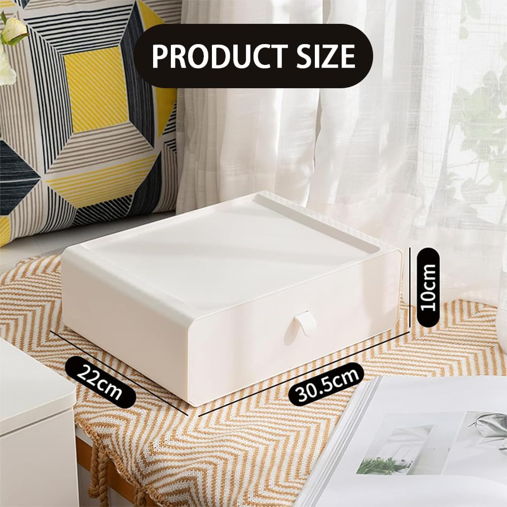 Ranqisys 15-Grid Plastic Drawer Organizer, Stackable Storage Box for Socks, Bras, Underwear, Ties, Belts & Accessories, Closet Divider Box (White) image number 4