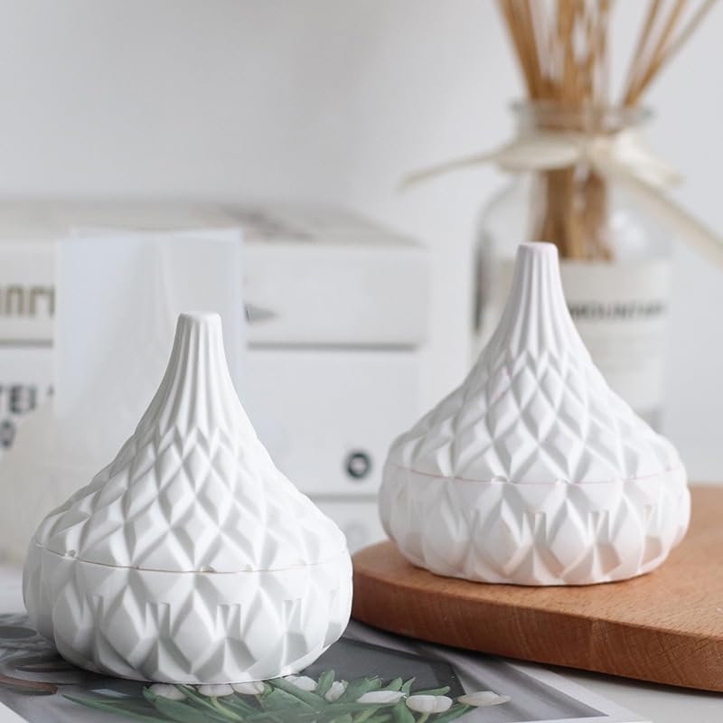 Storage Box with Lids, Silicone Candle Jar Molds Set, Creative Vessels Pot Molds, Concrete round Stripe with Cover Bottle Making Moulds for Holder (I) image number 2