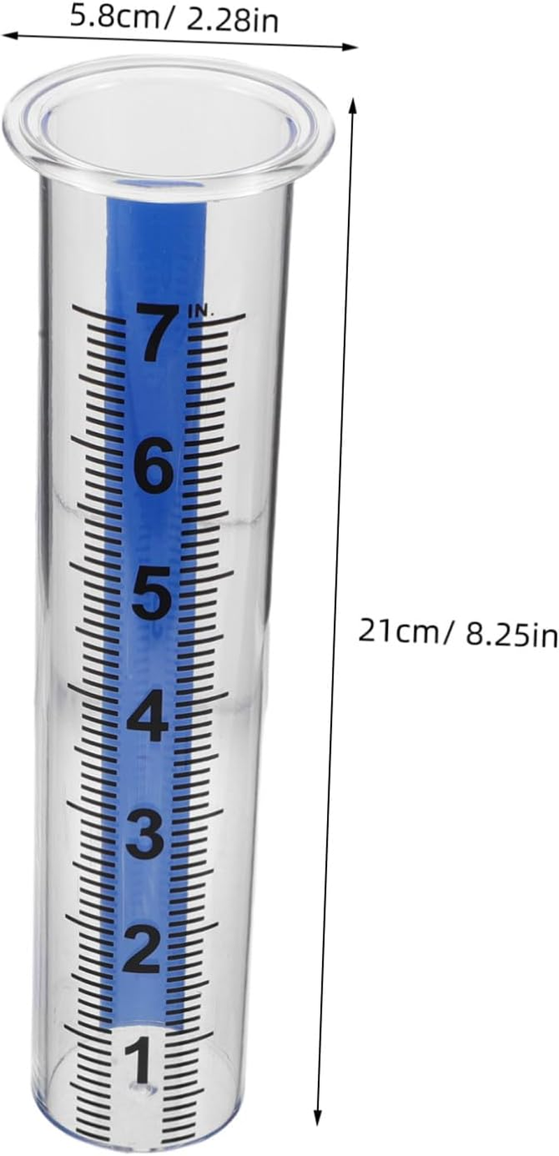 SUPVOX 4PCS Transparent Rain Gauge Tubes with Blue Base Accurate Outdoor Water Measurement for Garden Lawn Backyard School Weather Science and Greenhouse Use image number 4