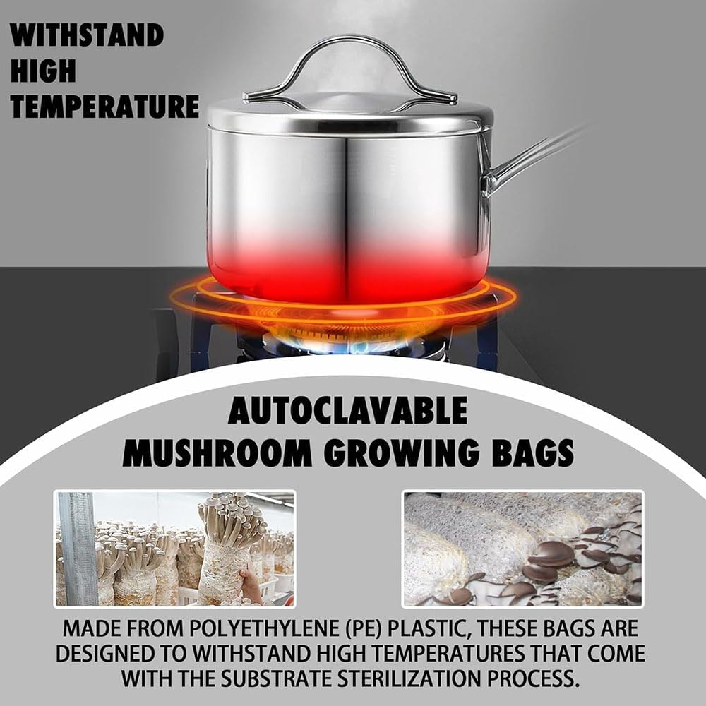 Lyhaogao 25 Pcs Small Mushroom Transparent Grow Bags with Breathable Membrane,Space Efficient Indoor Gardening Cultivation Supplies for Optimal Airflow and Healthy Mushroom Growth image number 5
