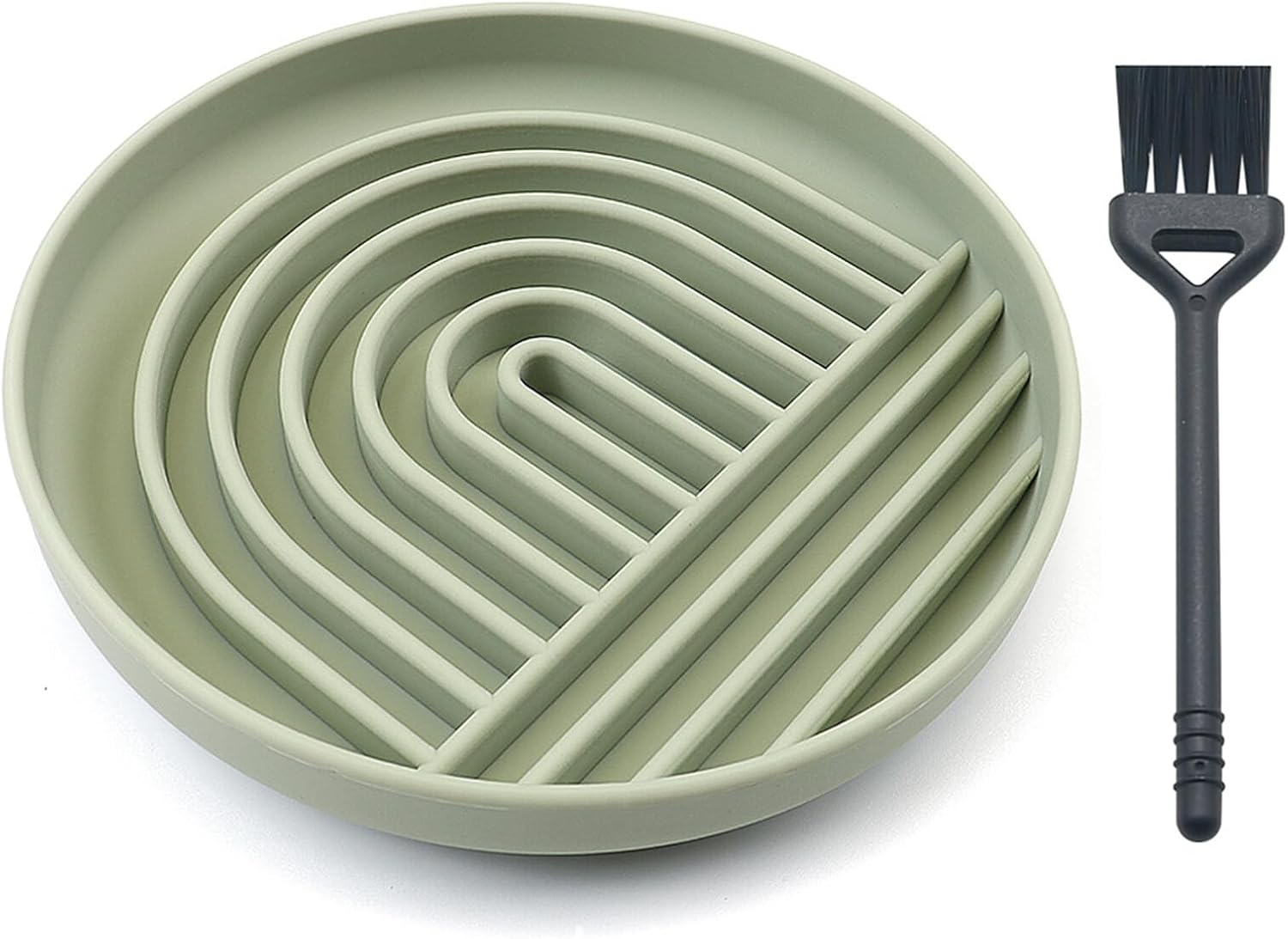 Hwtcjx anti Sling Bowl for Dogs and Cats, Slow Feeder, Lick Mat Dog with Large Suction Cup, Cat Licking Mat for Wet Food and Dry Food, with Cleaning Brush (Green) image number 1