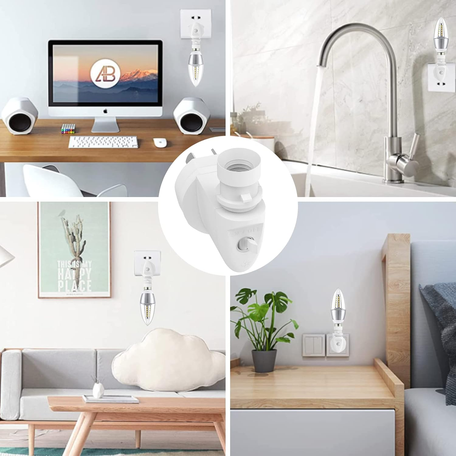 E14 Plug-In Light Socket Adapter with Switch, MATCHEASY 2-Pin Outlet to E14 Bulb Holder Converter for LED & Incandescent Lights 240V Australian Standard (Bulb NOT Included) image number 1