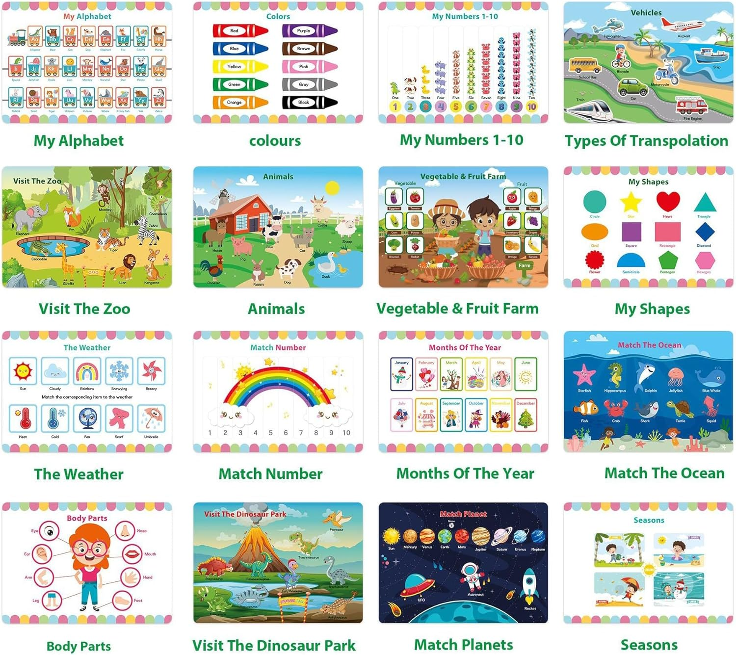 Busy Book for Toddlers &ndash; 16 Themes Learning Activity Book with Tracing, Matching, and Coloring &ndash; Preschool Educational Toy for Ages 2-6