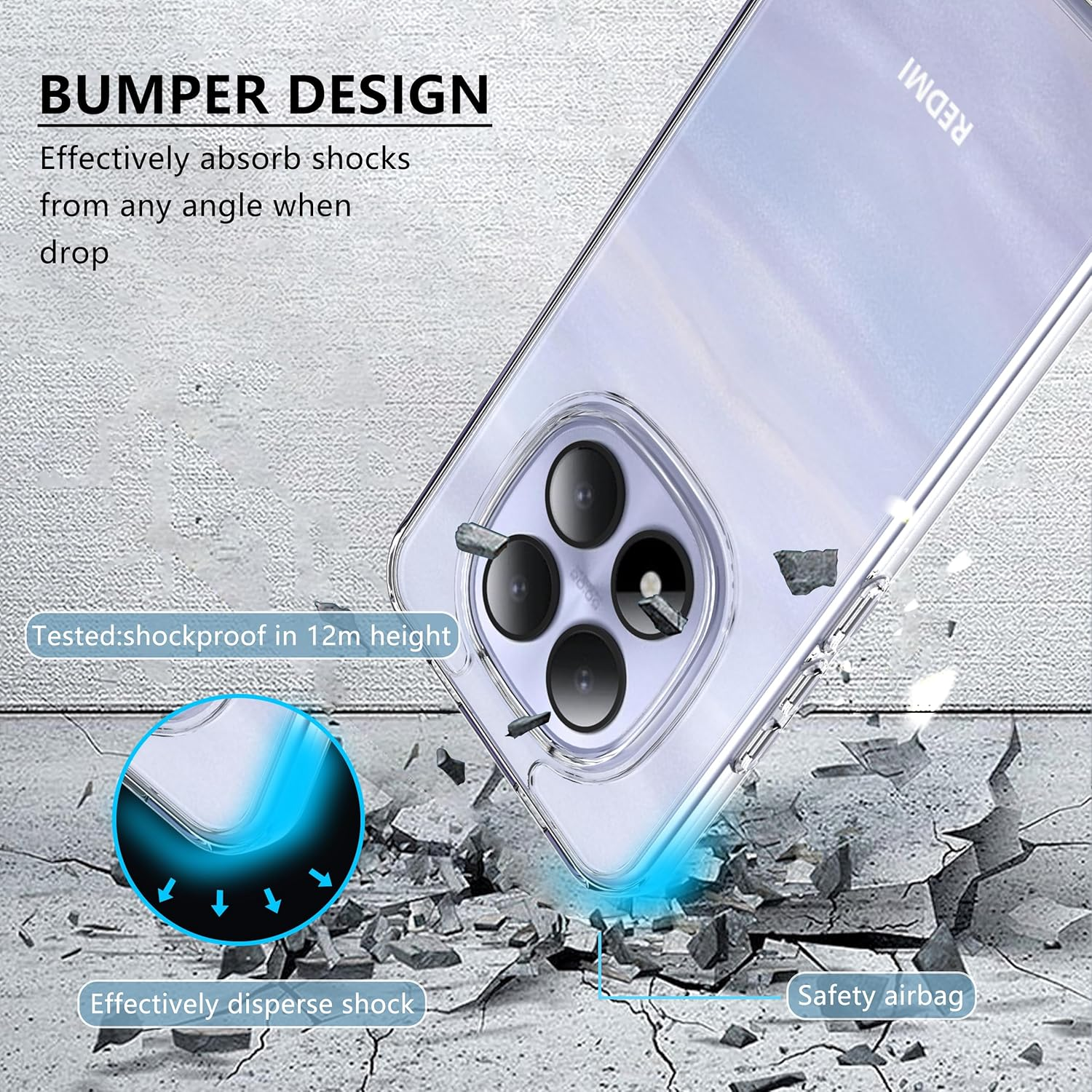 Anoowkoa Mobile Phone Case for Xiaomi Redmi Note 15 Pro 5G Case Cover [Shockproof TPU and PC Hybrid Transparent Mobile Phone Case] Thin Transparent TPU Protective Case - Redmi Note 15 Pro image number 5