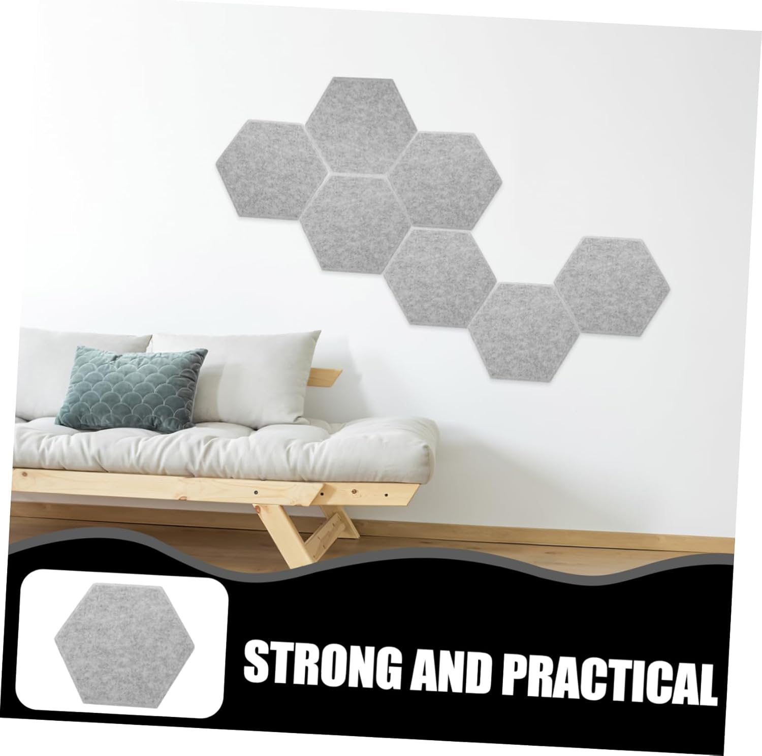 Ifundom 12Pcs Acoustic Wall Panel Sound Insulation Board 3D Hexagon Design Soundproof Pad for Home Office Studio image number 5