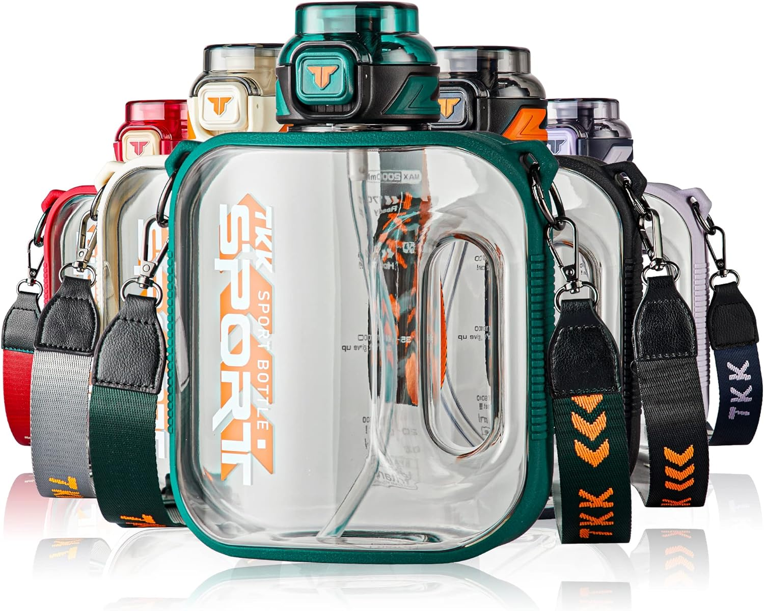 TKK 32Oz Sport Water Bottle with Straw Water Jug with Straw Large Capacity Plastic Water Bottle Dishwasher Safe 1L Water Bottle Jug BPA Free Tritan for Gym Yoga Travel Camping Outdoor Black