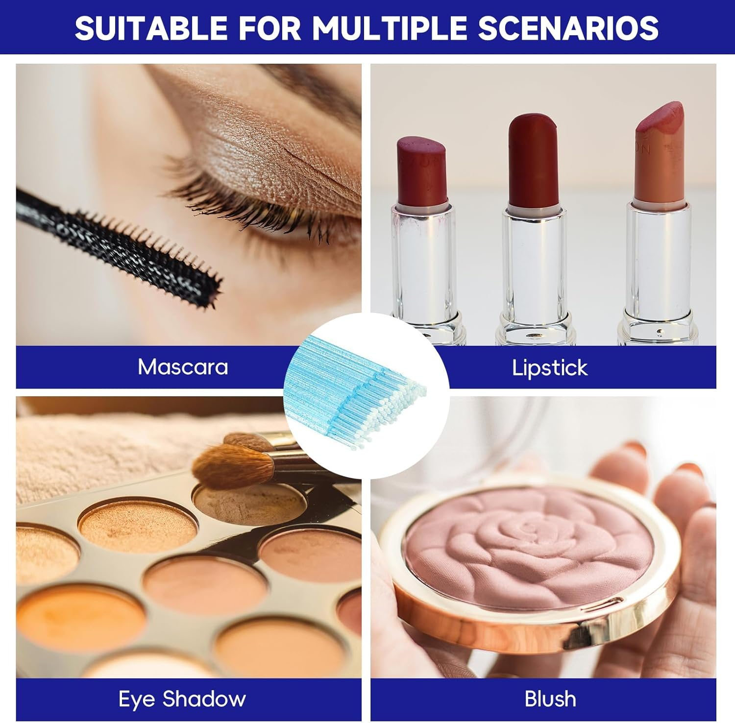 Hzqzaoan Micro Applicator Brushes, 100 Pcs Multicolor Lash Micro Brush for Eyelash Extension, Recorrect Eye Makeup, Cleaning Eye, Mascara Wands - Micro Makeup Brushes for Eyelash and Eye Makeup