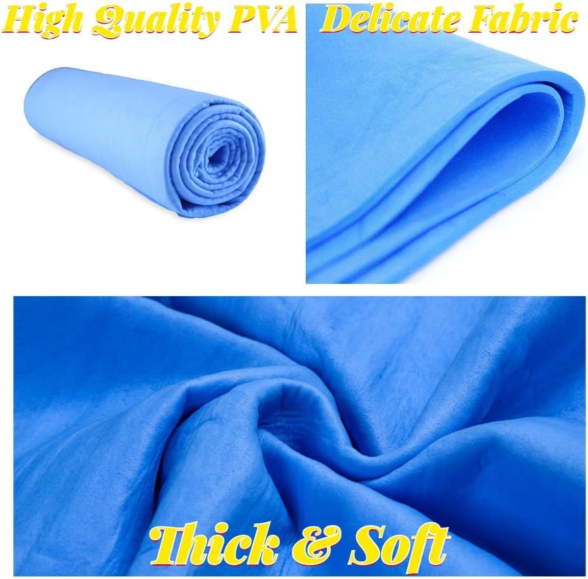Car Drying Towel,Premium Chamois Drying Cloth Shammy Towel for Car,2Pcs (26&rdquo;X17&rdquo;) Super Absorbent Reusable Chamois Towel for Car (Blue+Yellow) image number 3