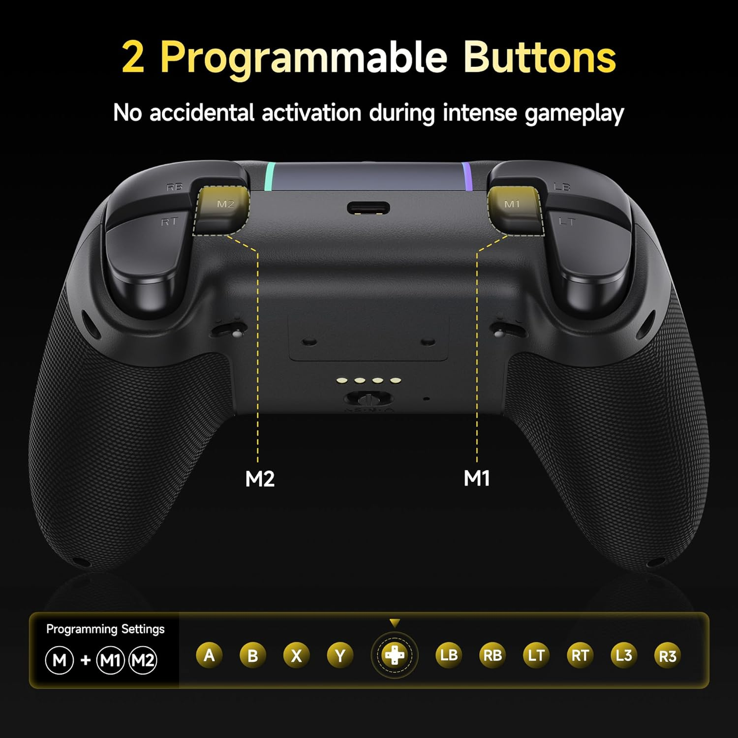 X05 Pro Wireless Controller PC &ndash; Ergonomic Skin-Like Grip, Silent Buttons, Dual Mode Vibration Triggers, Hall Joysticks with Drift-Free Accuracy, 2 Programmable Buttons, RGB Gaming Controller for Pc/Switch/Android/Ios, 20 Hours Battery (Black)