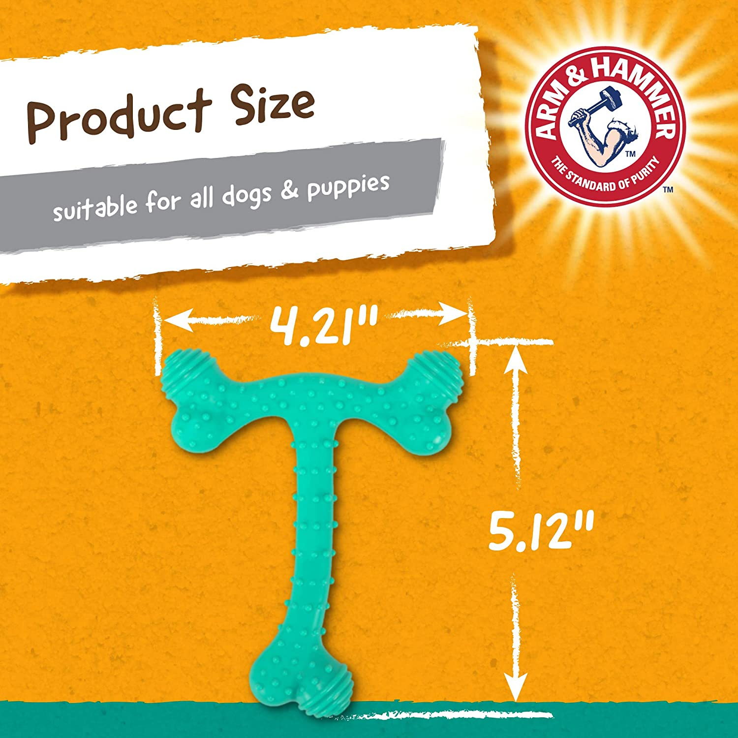 Arm & Hammer for Pets Ora-Play T-Bone Dental Chew Toy for Dogs -(Pack of 2(| Best Dog Chew Toy for the Toughest Chewers | Reduces Plaque & Tartar Buildup without Brushing, Peanut Butter Flavor image number 6