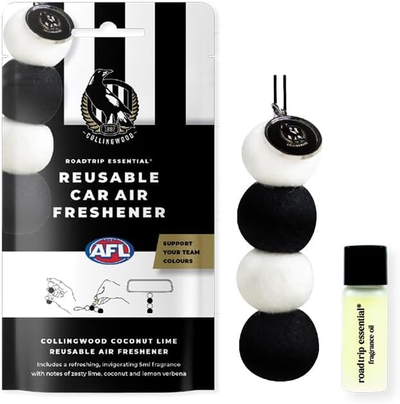 Roadtrip Essential Collingwood Magpies Reusable Car Air Freshener Set