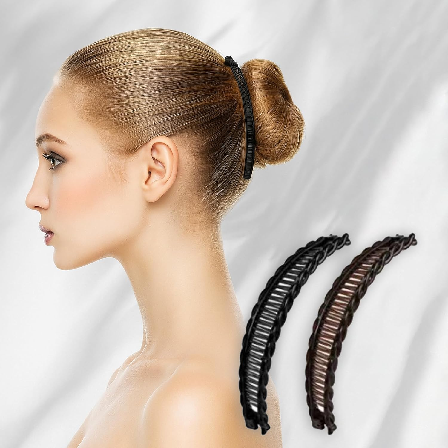 AYNKH 10 PCS Banana Hair Clip Set for Coarse and Fine Hairs, Double Comb Long, Ponytail Style, Metal Hair Clips, Fishtail Hairs Accessories, Women'S and Girls Hairiness Combs image number 2