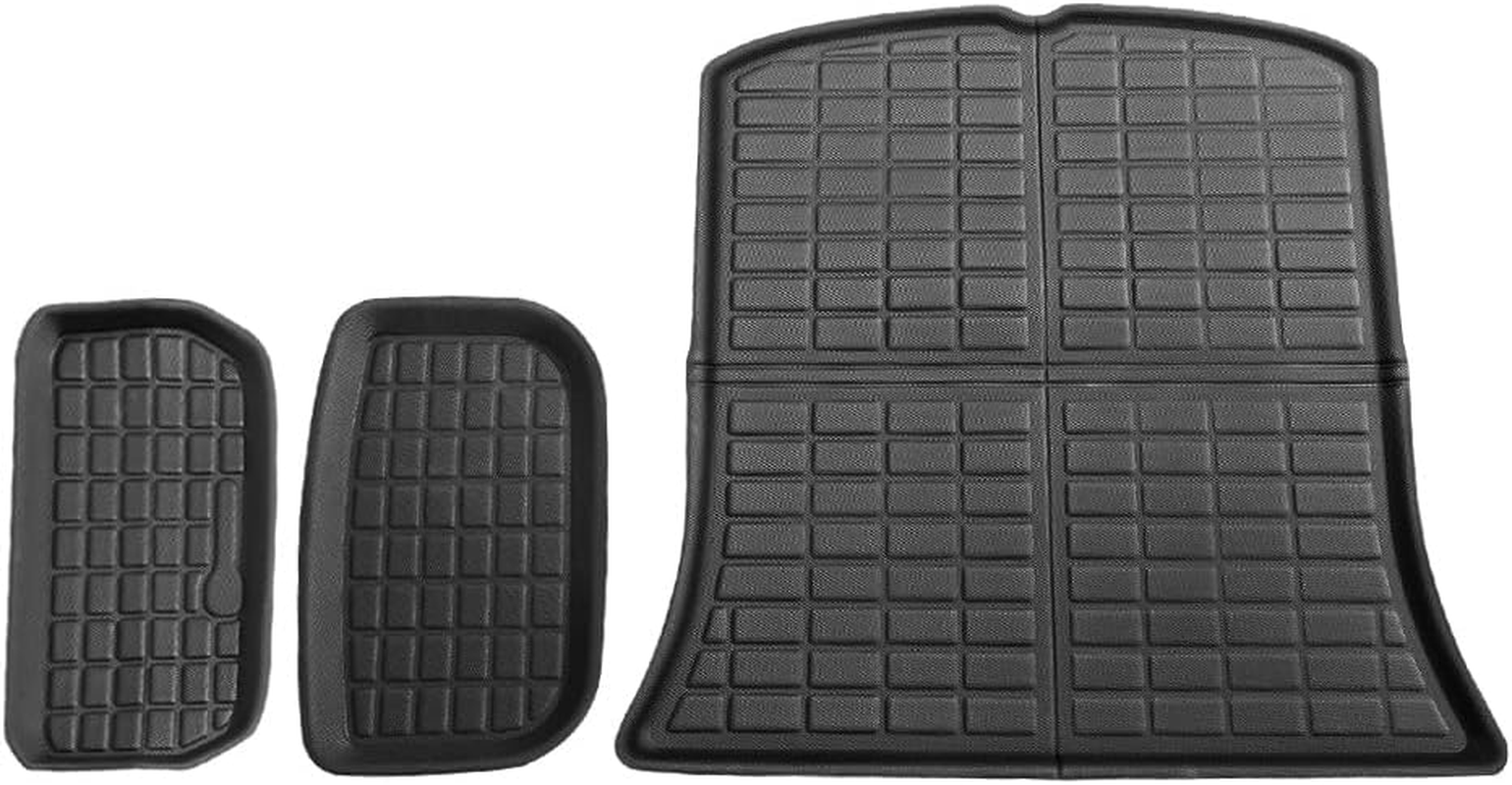 Weisshorn Car Truck Mats for 2020-2025 Tesla Model Y, 3Pcs All Weather Rubber Cargo Liners and Fruck Tray Mats Cars Carpets anti Slip Cover Protector image number 5