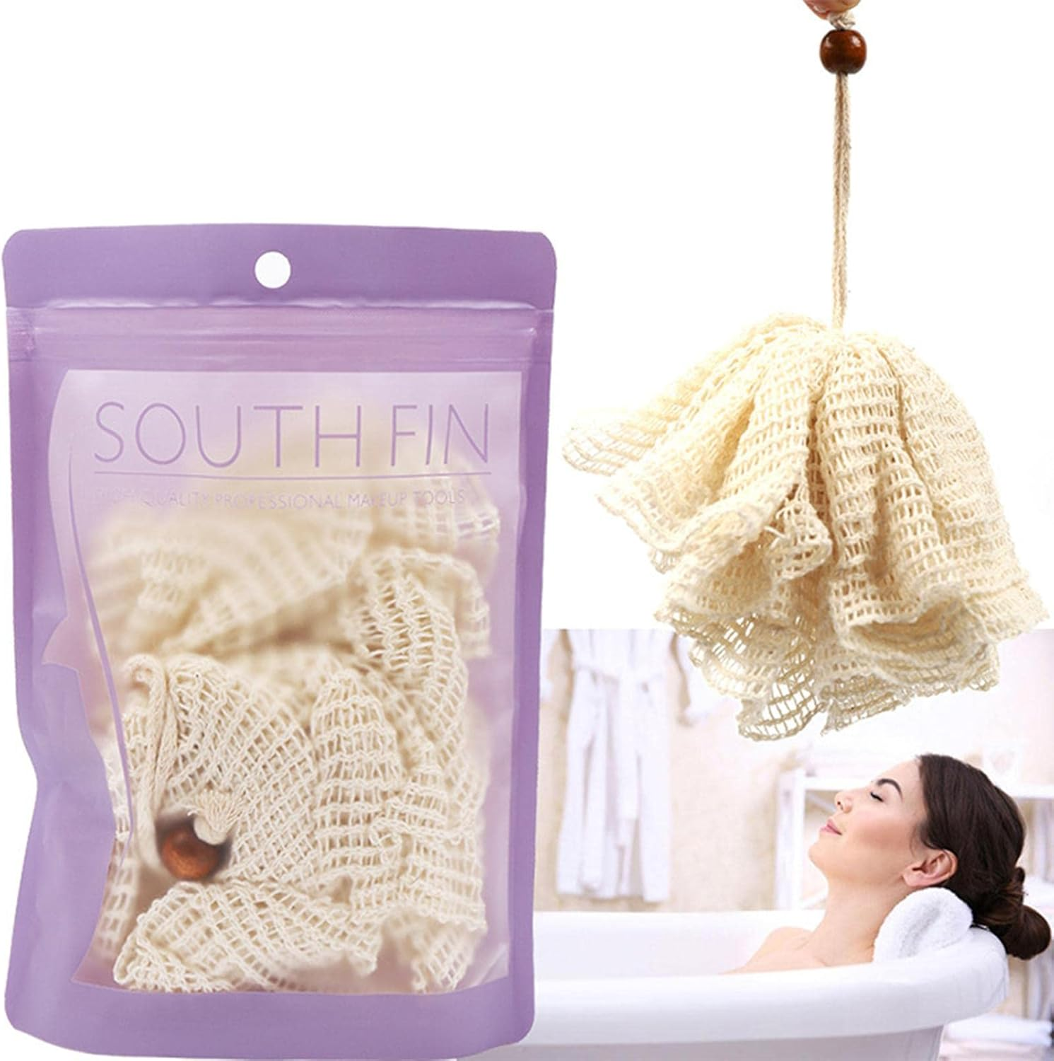 Amagogo Sisal Bath Shower Loofah Sponge Ball Exfoliator Exfoliating Bath Sponge image number 2